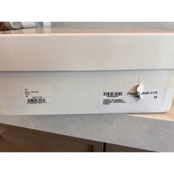 Yves Saint Laurent Rive Gauche Patent Leather Heels Sandals Navy Blue 38.5 YSL - Picture 5 of 16